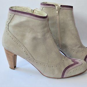 MIA, Italian, Elegant Beige and Purple Ankle Boots, Size 10